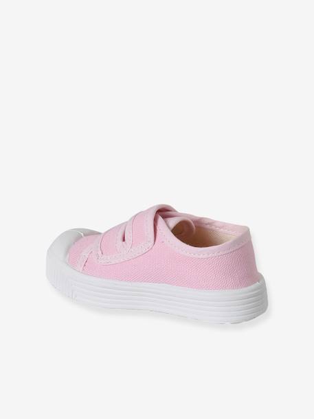 Canvas babysneakers met klittenband - Gemaakt in Frankrijk beige+fuchsia+rozen - vertbaudet enfant 