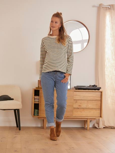 Jean de grossesse mom bandeau sans couture Bleu stone+DENIM STONE+Gris - vertbaudet enfant 