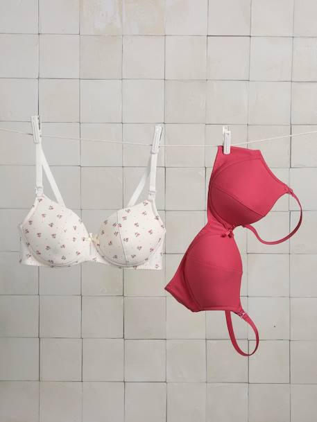 Lot 2 beha's voor borstvoeding zonder beugels in biologisch katoen* framboos - vertbaudet enfant 