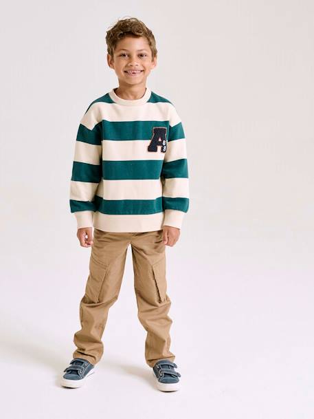 Pantalon droit cargo droit morphologique tour de hanches médium bleu nuit+sable - vertbaudet enfant 