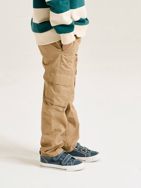 Pantalon droit cargo droit morphologique tour de hanches médium bleu nuit+sable - vertbaudet enfant 