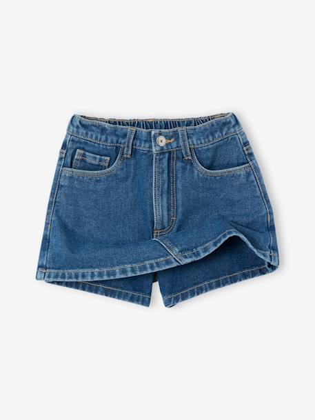 Jeans shortrokje voor meisjes antraciet+middenblauw - vertbaudet enfant 