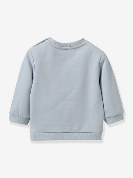 Sweater met letters in Liberty® stof baby - Biologisch katoen CYRILLUS lichtblauw - vertbaudet enfant 