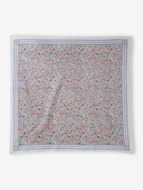 Foulard imprimé fleurs fille bleu grisé+écru - vertbaudet enfant 