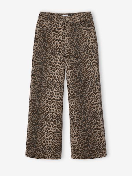 Pantalon fille large léopard beige - vertbaudet enfant 