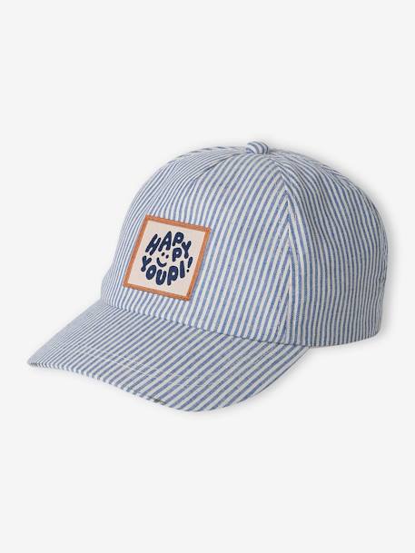 Baby petje 'Happy youpi' blauw, gestreept - vertbaudet enfant 
