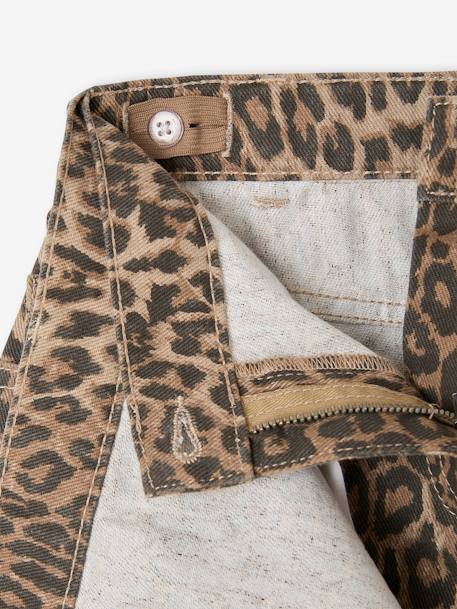 Jupe short asymétrique motif léopard fille beige - vertbaudet enfant 