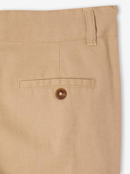 Pantalon garçon cérémonie chino en coton/lin beige+beige clair+bleu+marine foncé+vert sauge - vertbaudet enfant 
