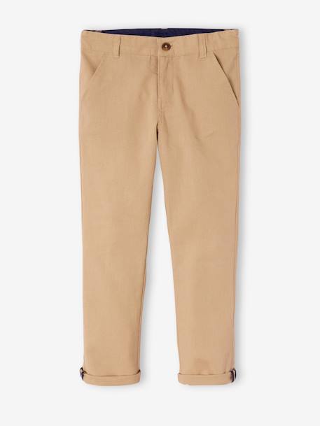 Pantalon garçon cérémonie chino en coton/lin beige+beige clair+bleu+marine foncé+vert sauge - vertbaudet enfant 