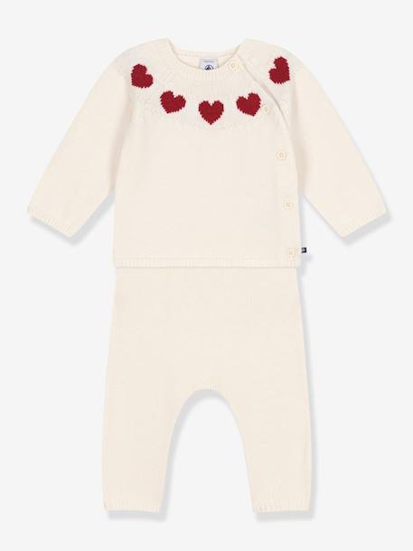 2-delige tricot set voor baby PETIT BATEAU ecru - vertbaudet enfant 
