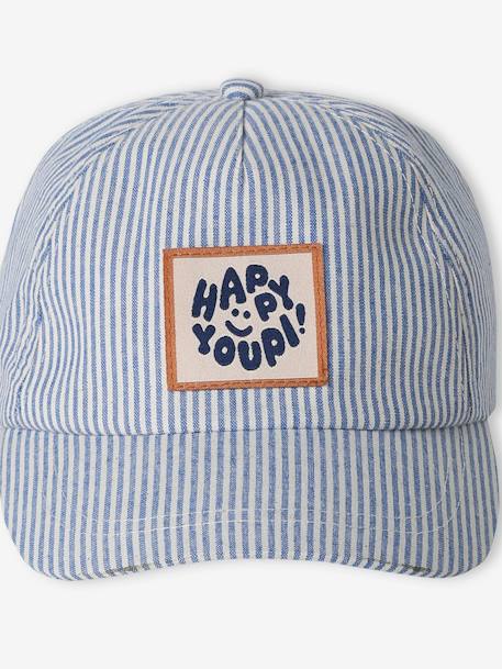 Casquette « Happy youpi » bébé rayé bleu - vertbaudet enfant 