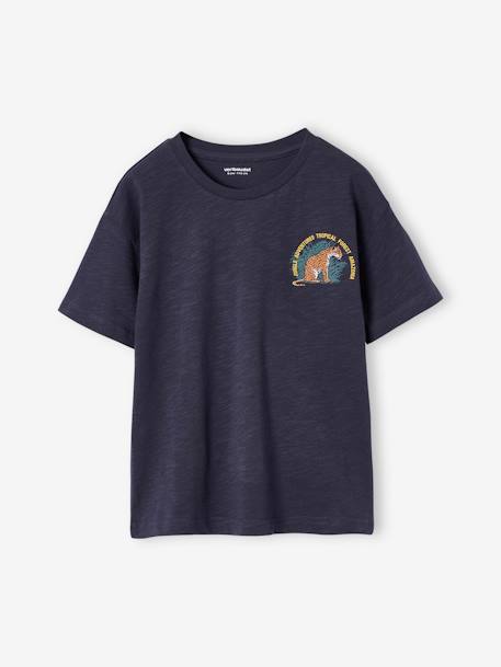 Jongensshirt met tijgermotief voor en achter antraciet - vertbaudet enfant 