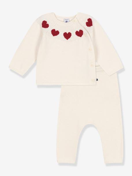 2-delige tricot set voor baby PETIT BATEAU ecru - vertbaudet enfant 
