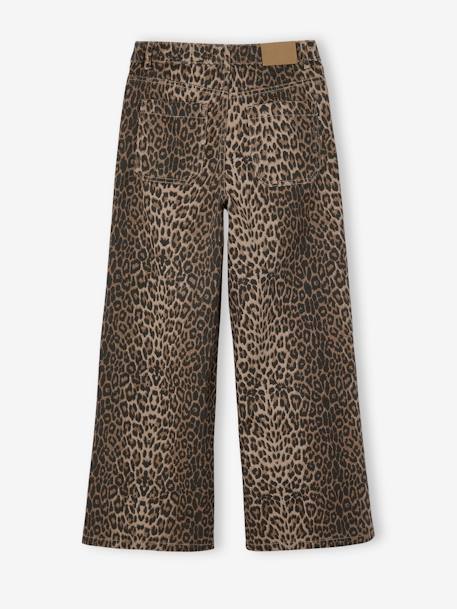 Wijde meisjessweater met luipaardprint JONEN beige - vertbaudet enfant 
