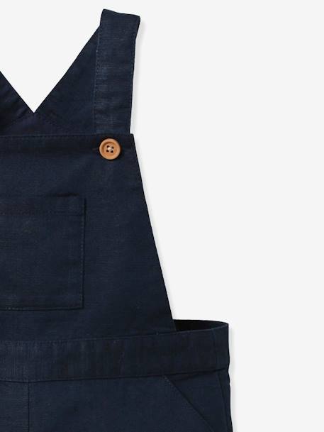 Salopet met short voor baby's van linnen en katoen CYRILLUS marineblauw - vertbaudet enfant 