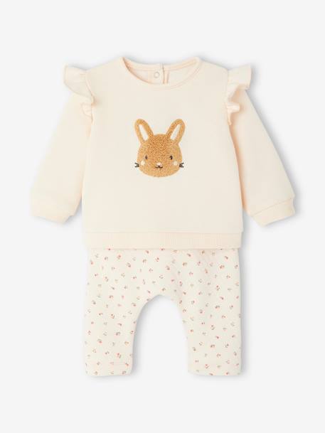 Set sweater en broek baby BEIGE CLAIR RAYE+gemêleerd blauw+lichtroze - vertbaudet enfant 
