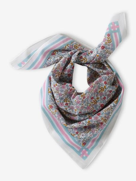 Foulard imprimé fleurs fille bleu grisé+écru - vertbaudet enfant 