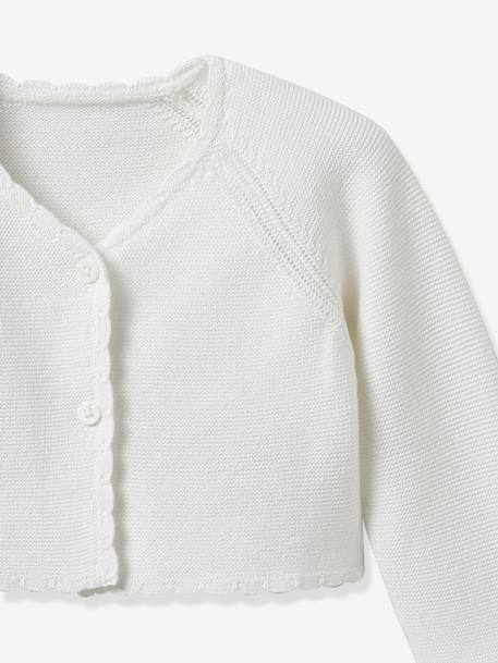 Cardigan court fille - coton biologique- collection fêtes et mariages écru - vertbaudet enfant 