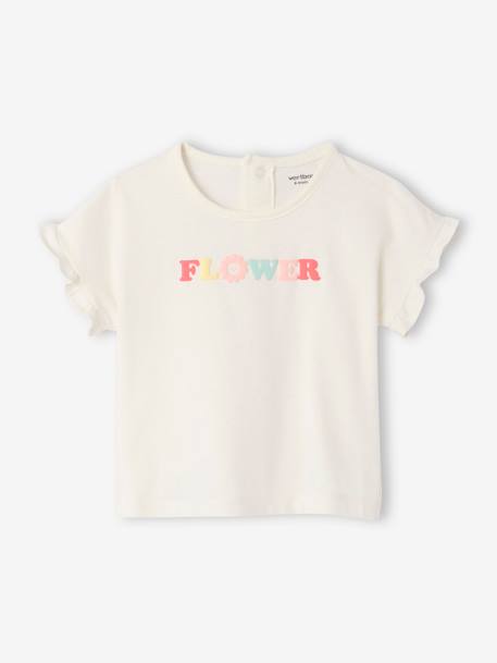 T-shirt met fantasiemotief voor baby's in biologisch katoen wit - vertbaudet enfant 