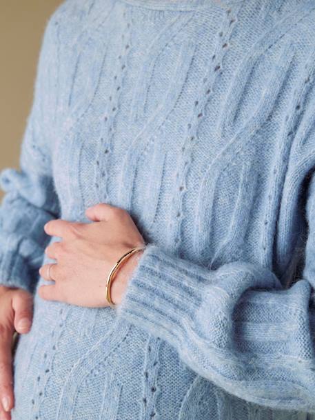 Pull devant/dos maille fantaisie avec Alpaga bleu glacier+framboise - vertbaudet enfant 