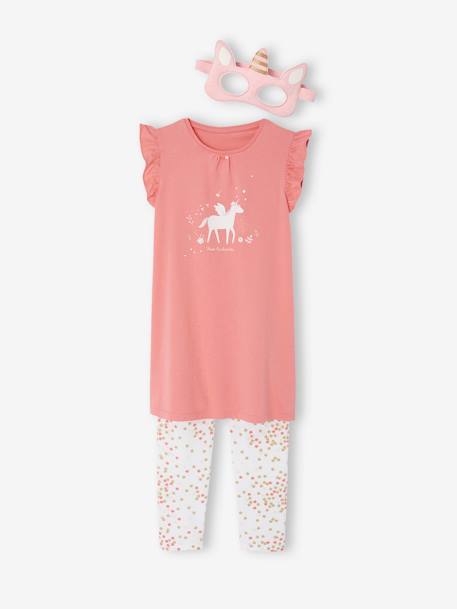 Fille-Pyjama, surpyjama-Ensemble fille chemise de nuit legging masque pochon nuit magique