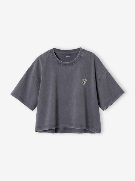 Tee-shirt cropped fille anthracite - vertbaudet enfant 
