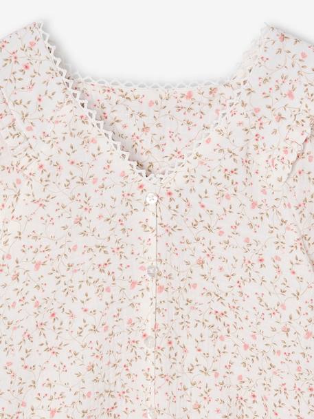 Blouse de cérémonie fleurie en gaze de coton fille rose imprimé - vertbaudet enfant 