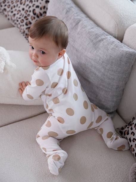 Lot de 3 pyjamas bébé en jersey ouverture zippée BASICS bleu chambray+blush+cappuccino - vertbaudet enfant 