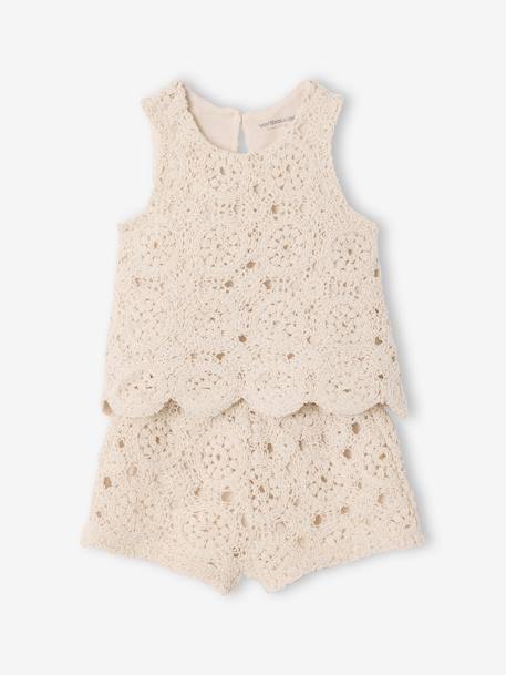 Baby set top + short in macramé vanille - vertbaudet enfant 
