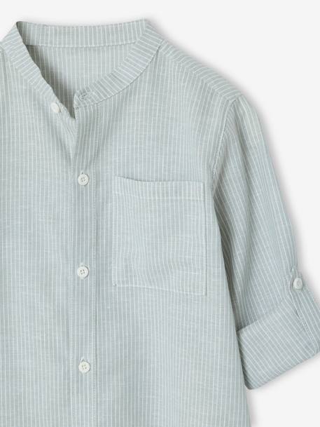 Chemise rayée col Mao garçon rayé vert - vertbaudet enfant 