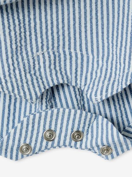Ensemble naissance body + salopette courte rayée bleu ciel - vertbaudet enfant 