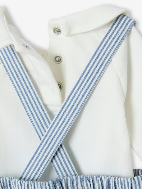 Ensemble naissance body + salopette courte rayée bleu ciel - vertbaudet enfant 