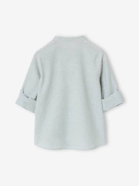 Gestreept jongenshemd met maokraag groen, gestreept - vertbaudet enfant 