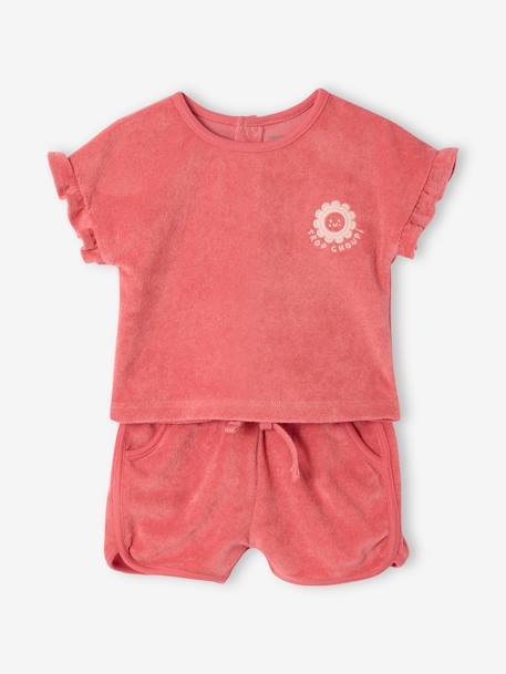 Babyset t-shirt + badstof short aardbei - vertbaudet enfant 