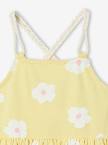 Robe à bretelles cordelette imprimée fleurs fille jaune pâle - vertbaudet enfant 