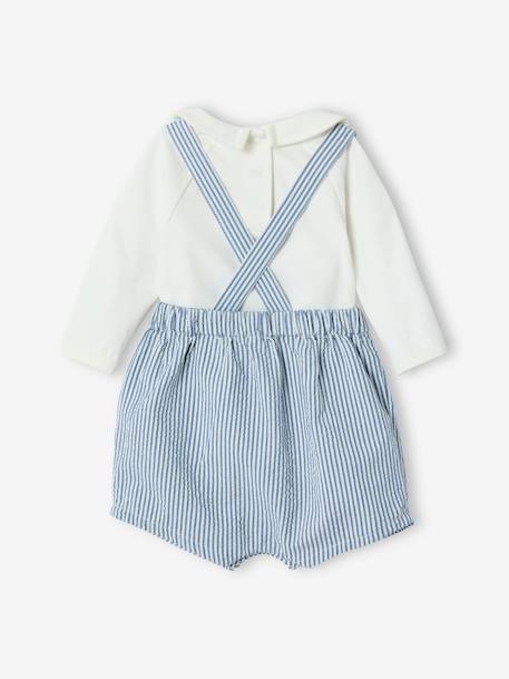 Geboorteset romper + korte gestreepte tuinbroek hemelsblauw - vertbaudet enfant 