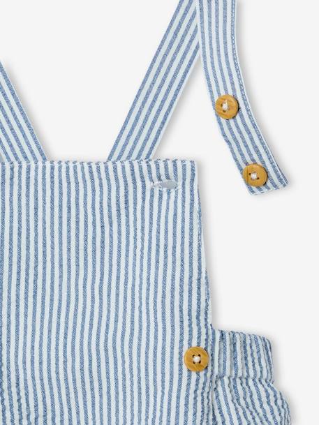 Ensemble naissance body + salopette courte rayée bleu ciel - vertbaudet enfant 