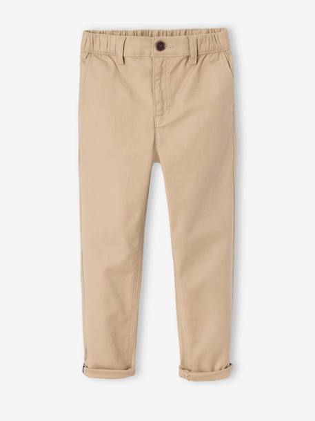 Pantalon garçon esprit chino facile à enfiler beige+marine - vertbaudet enfant 