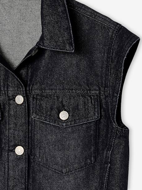 Veste en jean oversize sans manches fille denim gris - vertbaudet enfant 