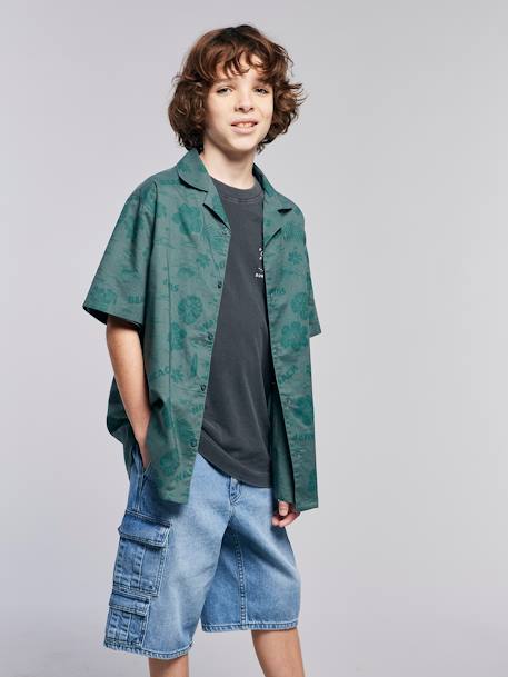 Hawaï jongenshemd van popeline blauwgroen - vertbaudet enfant 