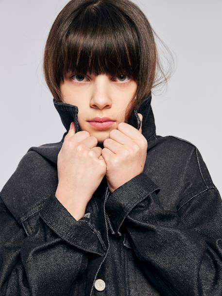 Veste en jean oversize fille denim gris - vertbaudet enfant 