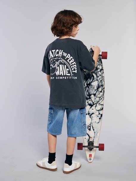 Garçon-T-shirt garçon motif devant/dos effet délavé