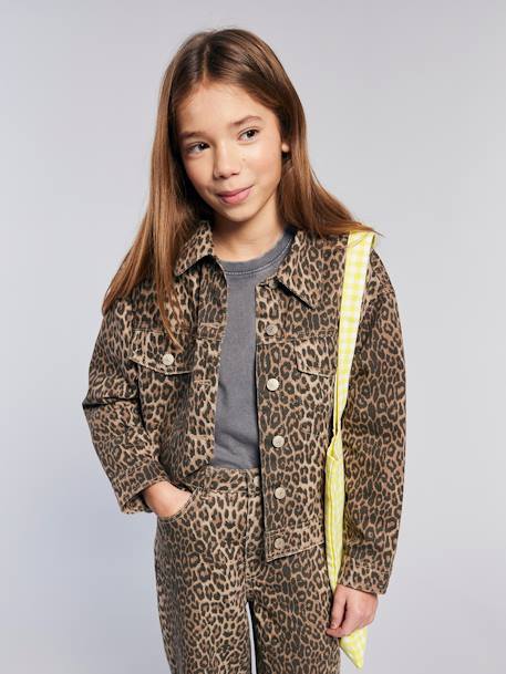 Fille-Manteau, veste-Veste fille oversize motif léopard 