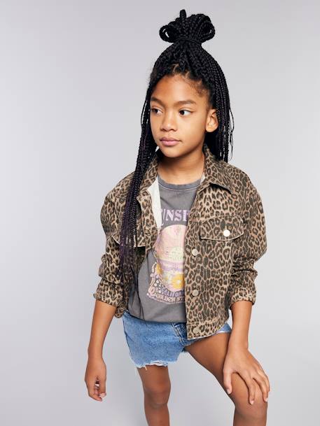 Veste fille oversize motif léopard beige - vertbaudet enfant 