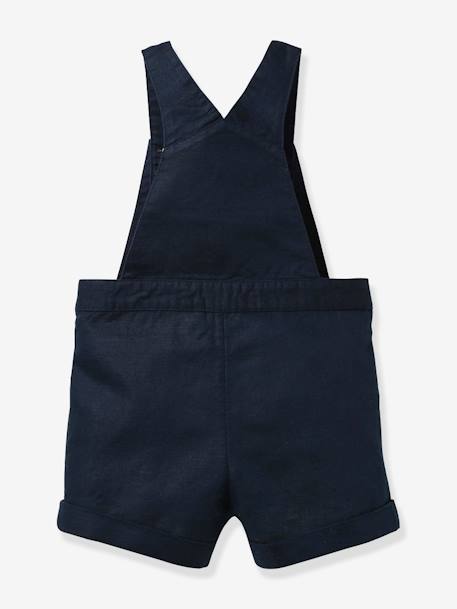Salopet met short voor baby's van linnen en katoen CYRILLUS marineblauw - vertbaudet enfant 