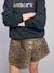Jupe short asymétrique motif léopard fille beige - vertbaudet enfant 