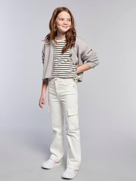 Pantalon cargo fille anthracite+écru - vertbaudet enfant 
