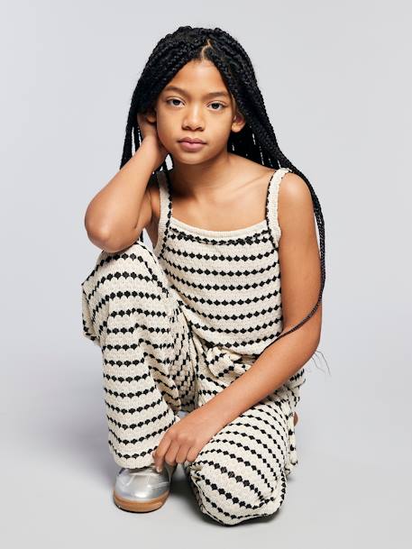 Sweater met fantasiebreisel voor meisjes JONEN zwart+zwart, gestreept - vertbaudet enfant 