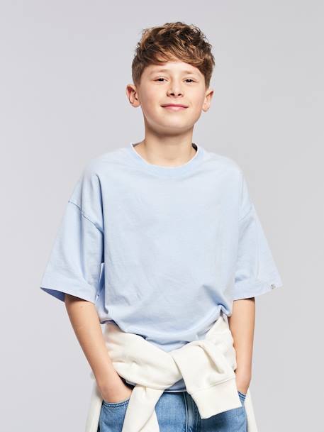 Set van 2 effen t-shirts met een gewassen effect JONEN hemelsblauw - vertbaudet enfant 