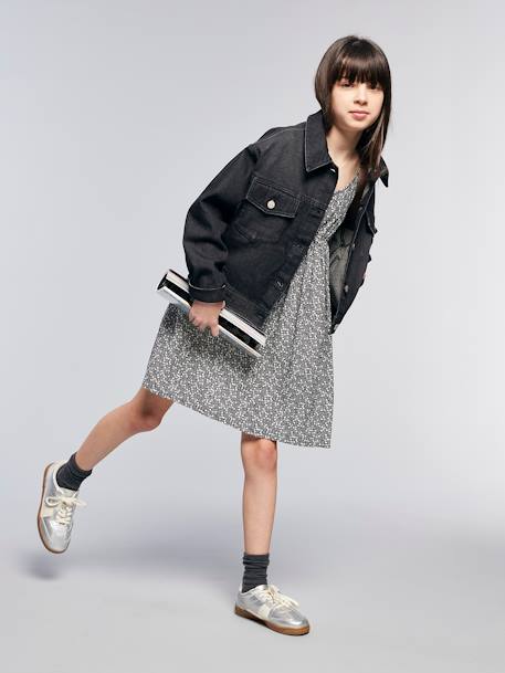 Veste en jean oversize fille denim gris - vertbaudet enfant 